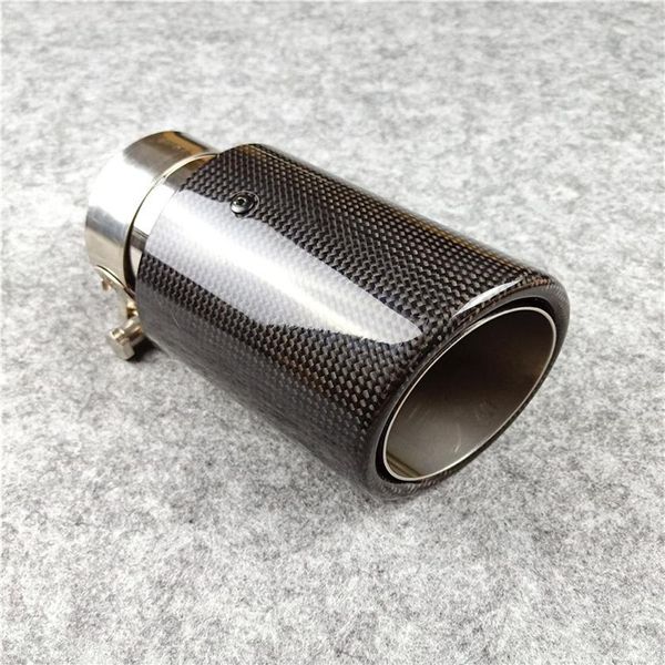 1 pièce longueur 170mm tuyau d'échappement voiture universel noir brillant sertissage AK buses en fibre de carbone remplacement Akrapovic inoxydable Stee301I