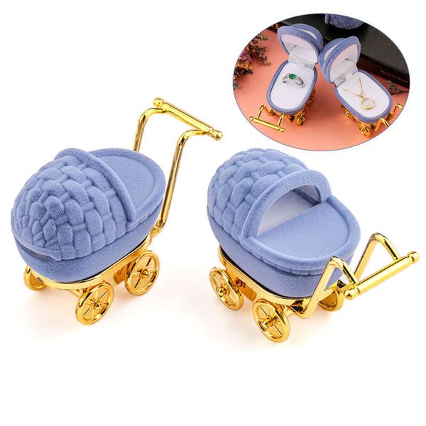 1 pieza encantador cochecito de bebé Veet joyería anillo de boda caja de regalo funda, soporte para pendientes collares pulseras exhibición