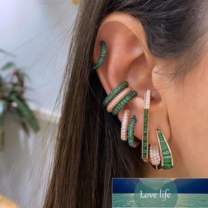 1 PIÈCE micro pavé coloré cz arc-en-ciel vert bleu rouge blanc zircone Pas de manchettes d'oreille percées Boucles d'oreilles Mode féminine Charme Bijoux Prix usine design expert Qualité