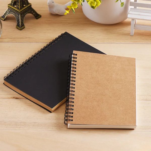 1 pieza de material de papel kraft, cuaderno en espiral de doble rollo, cuaderno de bocetos, diario, papel de dibujo, cuaderno, útiles escolares 231226