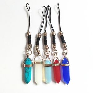 Mini porte-clés série Six prisme, 1 pièce, pendentif en pierre naturelle, petit porte-clés à la mode