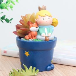 1 stuk succulent planter kleine ornament leuke prins potten hars kleine jongen bloempot bonsai tuin yard decor verjaardagsgeschenken Y200709