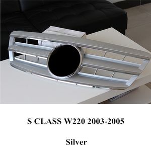 1 pièce Grilles de calandre de course avant en ABS de qualité supérieure pour calandre en maille de rein noir/argent de classe S W220