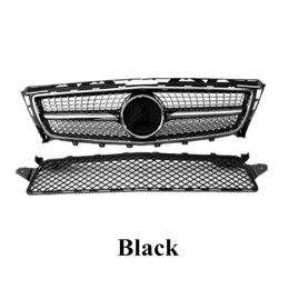 1 stuk Topkwaliteit Diamond Style Black Car Grilles voor B-ENZ CLK Klasse W218 ABS Silver Front Niergrille