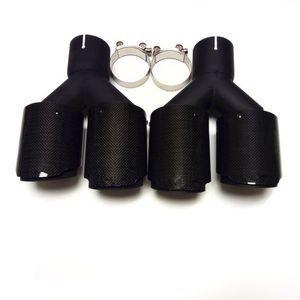 2 pièces : embouts de silencieux d'échappement universels Akrapovic en fibre de carbone + tuyaux d'échappement automatiques en acier inoxydable noir.