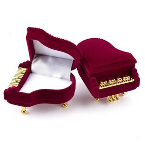 Boîte à bijoux en velours Piano, 1 pièce, porte-anneau de mariage Unique, emballage de bijoux pour boucles d'oreilles, collier, Bracelet, affichage 240228