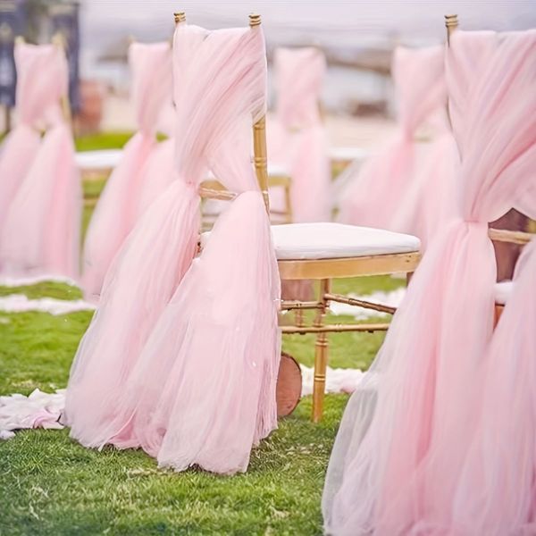 1 pièce, décoration de rideau d'arc de mariage, tissu de rideau, tissu en mousseline de soie rose tulle, adapté au mariage, rideau, balançoire et ba