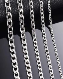 1 stuk breedte 3 mm 4 5 mm 5 mm 6 mm 7 mm 7 5 mm Curb Cuban Link Chain ketting voor mannen Women Basis Punk roestvrijstalen ketting Chokers Q06554394