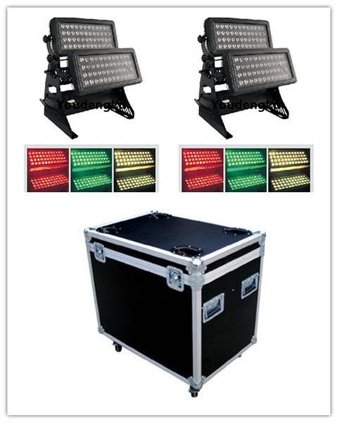 1 unidad con Flightcase 96*18w 6 en 1 rgbwa uv arandela de pared led de doble cubierta exterior cuadrado impermeable luz led de color de ciudad