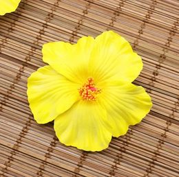 1 stuk gele hibiscus bloemen Hawaii Party zomerfeest Diy Decorations Artificial Flowers Hula meisjes de voorkeur geven aan haardecoratie bloem