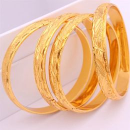 1 peça pulseira esculpida grossa 18k ouro amarelo preenchido clássico casamento feminino pulseira dia 60mm 10mm joias inteiras282u