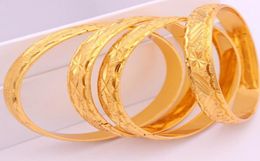 1 stuks gesneden armband dik 18k geel goud gevulde klassieke bruiloft dames armband armband dia 60 mm10 mm hele sieraden4854956