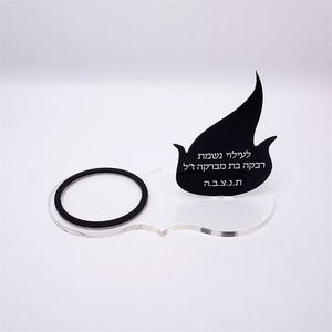 1 pièces bougeoirs en acrylique miroir flamme texte personnalisé mots de prière personnalisés avec plaque de siège pour s noir LJ201018