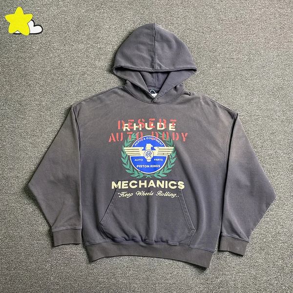 Sweat à capuche Vintage pour hommes et femmes, 1 qualité, gris délavé, café, surdimensionné, Streetwear, pulls