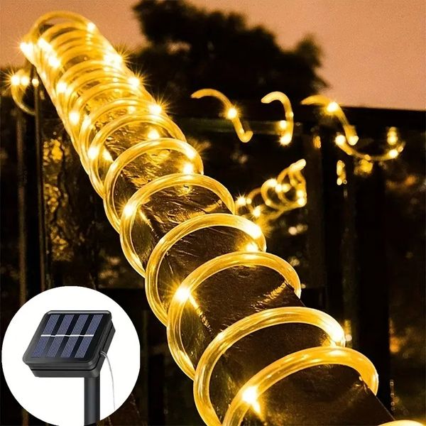 1 rouleau, tube solaire blanc chaud 50/100 LED, lampadaire commercial étanche IP65, 8 modes d'éclairage, éclairage extérieur étanche pour arbre de cour