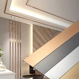 1 rollo de espejo de acero inoxidable plano línea decorativa pegatina de pared dorada autoadhesiva sala de estar decorar pegatinas de azulejos de piso 240112