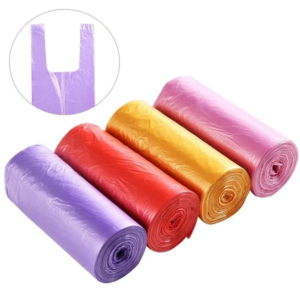 1 rouleaux épaissis de type gilet de couleur portable Sac à ordures C233 Sac en plastique de maison Couleur Cuisine Grande Garbage Sac