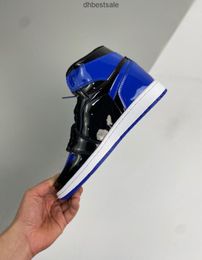 1 Royal Blue Patent Basketball Shoes Men Women Black 1S Sneaker