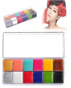 1 Set 12 Kleuren Flash Tattoo Gezicht Lichaam Verf Olieverf Art Halloween Party Fancy Dress Beauty Makeup Tools7453141