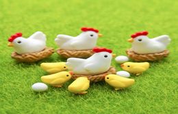 1 set 16pcs race de poulet poule poule famille fée jardin miniatures décor terrarium baison outil bouteille micro paysage gnomes jardim mi5164847