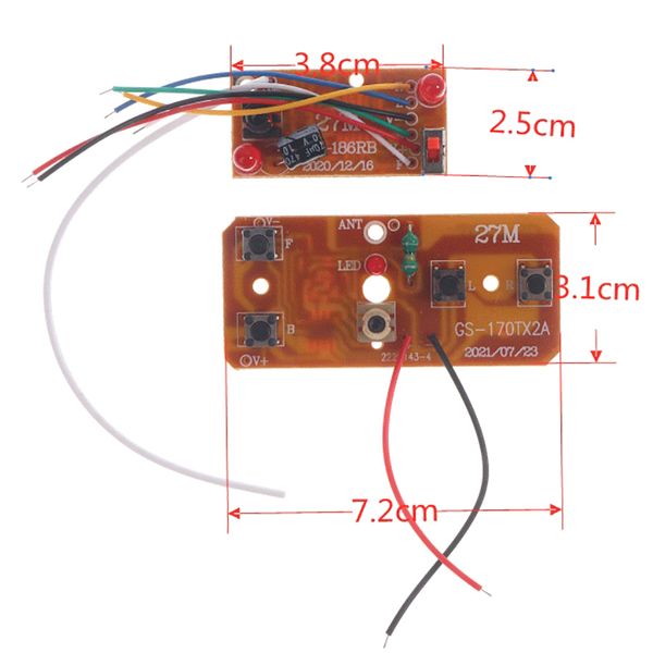 1 SET 2,4G 4CH RC Remote commande 27 MHz Circuit PCB Transmetteur et récepteur avec système de radio d'antenne pour jouet de camion de voiture