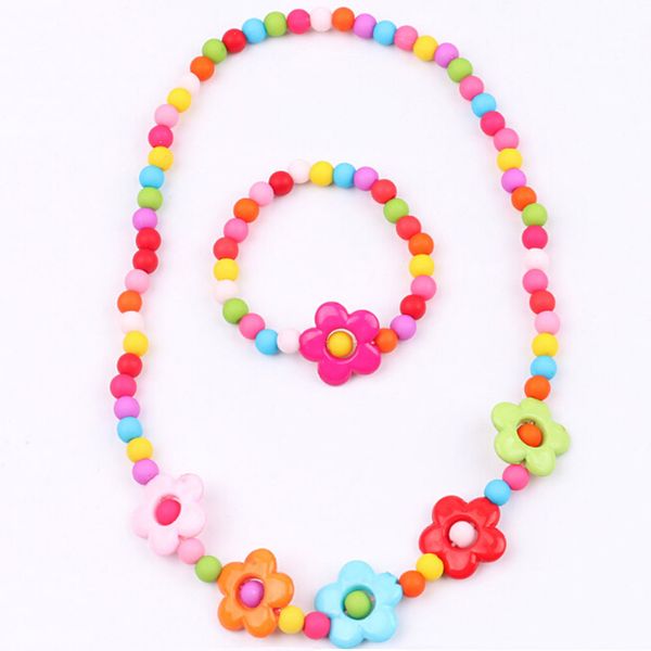 1 ensemble 2018 mode collier et Bracelet couleur bonbon papillons bébé sûr collier beauté gaufrette princesse enfants bijoux