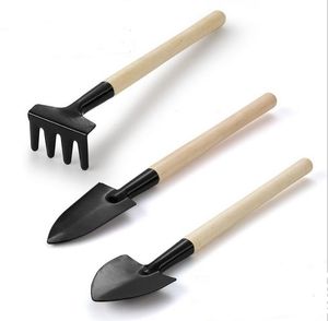 1 ensemble3 pièces mini outils de plantes de jardin petite pelle râteau bêche manche en bois tête en métal outils en pot enfants jouet de plage setl