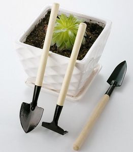 1 Set = 3 stks Mini Tuin Gereedschap Kit Kleine Schop Rake Spade Wood Handvat Metal Head Kids Gardener Gardening Plant Tool