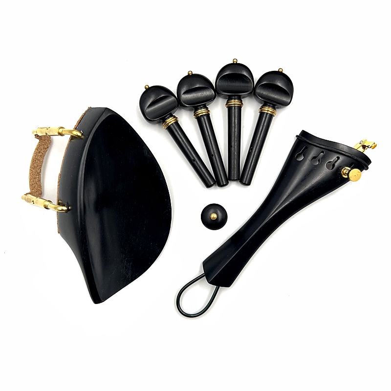 1 Set 4/4 Violin Ebony/Rosewood/Jujuube Wood Accessories Parts Beslag, Tailpiece+Tuning Pegs+Endpins+Chin Rest/Chin Holder