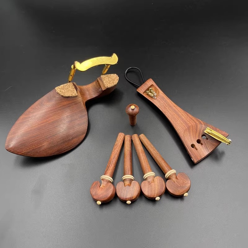 1 Set 4/4 violon Rosewood Pseton + Tuning Pegs + Tindpins + Chin Rest / Chin Solder, Ebony Jujube Wood Fiddler Pièces ACCESSOIRES