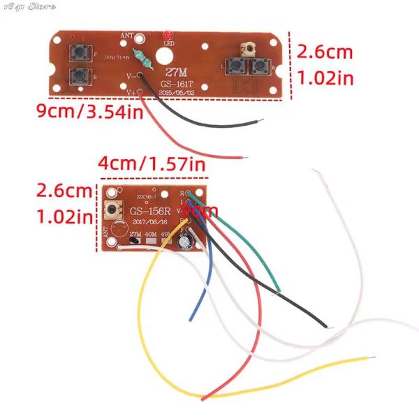 1 Conjunto de control remoto de automóvil RC de 4 CH Circuito de 27 MHz PCB Transmisor y placa receptor con sistema de radio de antena