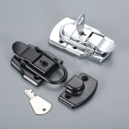 1 set 76*45 mm Gabinete de aire Gabinete Taggle Lock con la llave de metal Hebilla de metal para la caja de herramientas Malura de hardware Hardware de hardware/negro