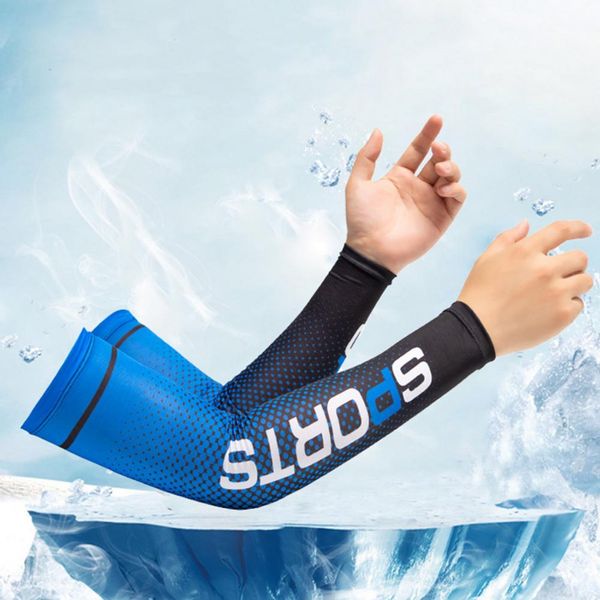 1 Set Arm Sleeve Ice Silk Slip Sunblock Sweve Sweat-Absorbent Scortif Dry Sports Allergy Free Cycling Sleeve Free