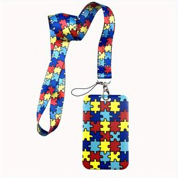 30-set autisme puzzelstukjes met ID-badgehouder voor autismebewustzijn, sleutelhanger met verticale ID-houder en ID-etui met ritssluiting, ideaal voor leraren en verpleegkundigen