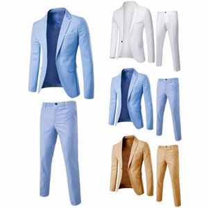 1 ensemble blazer pantalon simple boutonnage printemps automne coupe cintrée costume formel pour mariage y8p8 #