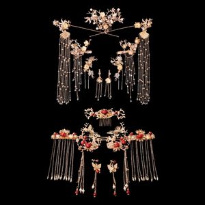 1 ensemble de boucles d'oreilles de coiffure de mariage pour femmes, ornements de cheveux de Style chinois rétro, pompon Han, accessoires pour vêtements, 240110