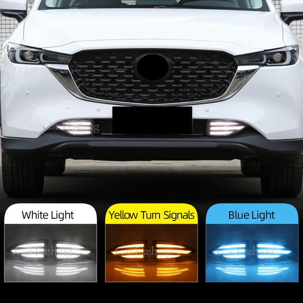 1 Set Car LED Daytime Running Light pour Mazda CX-5 CX5 2022 2023 LED DRL DRL Lampe antibrouillard avec Turn Yellow Turn Sianal Decoration