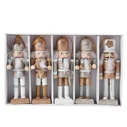 1 ensemble de poupée en bois de Noël décor à la maison casse-noisette pendentif créatif poudre scintillante ornement pour navidad 210910
