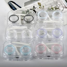 1 Establecer Clear Women Contact Lens Case de lentes de contacto Caja de contenedor de contenedores Portables Lentes de contacto Accesorios