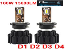 1 Set D1S D2S D3S D4S Universele 100 W 13600LM P9 LED Koplamp 25 MM Ultra Dunne Geen Blind FLIP Chips Power Wit 6000 K Lampen Lamp 505339323