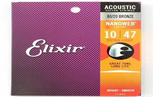1 jeu de cordes de guitare acoustique Extra légères ELIXIR Nanoweb 1047 110025035490