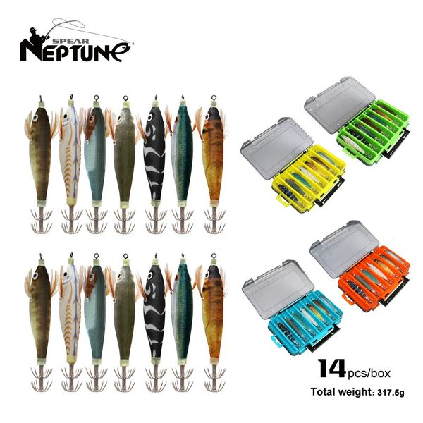 1 Unidades Señuelo de pesca Luminoso Calamar Jig Hook Madera Camarón Artificial Egi Señuelos Pulpo Sepia Cebo duro Productos de pescado de mar con caja 240315