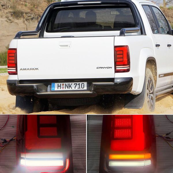 1 ensemble pour VW Amarok V6 UTE 2008 - 2022 voiture style LED feu arrière rouge feu arrière feu stop feu stop lampe d'avertissement