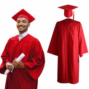 1 Set Graduati Robe Chapeau 2024 Pendentif Gland Diplômés Universitaires Uniforme Cosplay Étudiant École Bachelor Robe Chapeau M2Fw #