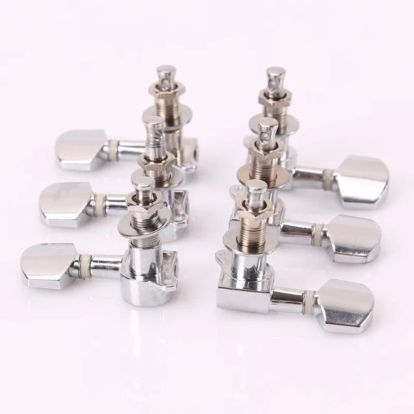 1 Set Guitar Locking Tiners Guitar Guitar Machine Têtes de serrure de serrure corde de réglage PEGS Chrome Silver