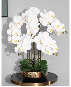 1 ensemble d'orchidées artificielles de haute qualité, en Latex, impression 3D, toucher réel, grande taille, fleur de Table de luxe, décoration de maison, sans Vase 240105