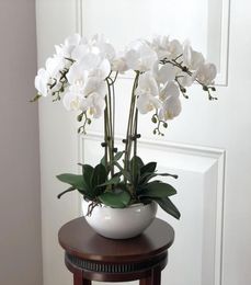 1 ensemble d'orchidées de haute qualité, sensation de main, Arrangement floral de Table, sans Vase, fleur artificielle, décoration de maison et de bureau, 8614765