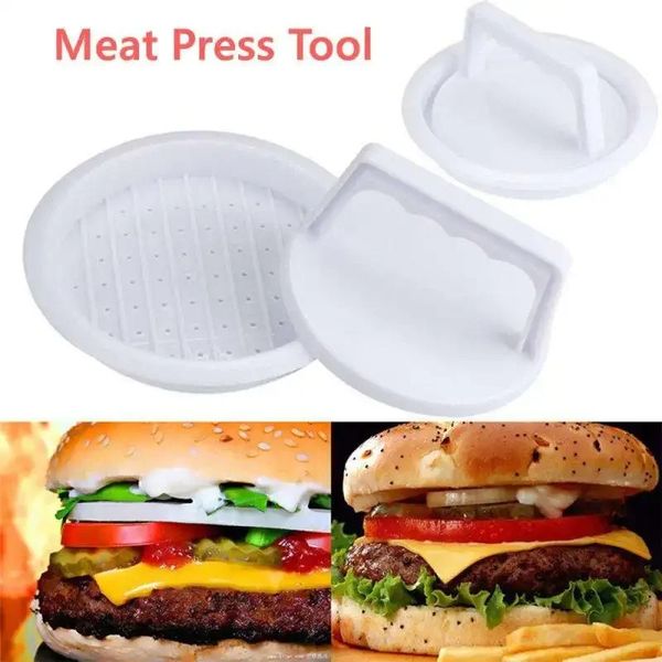 1 conjunto herramienta de cocina de forma redonda de hamburguesas prensa de plástico de plástico de plástico de plástico de plástico para la parrilla de carne de res press de hamburguesas de hamburguesas