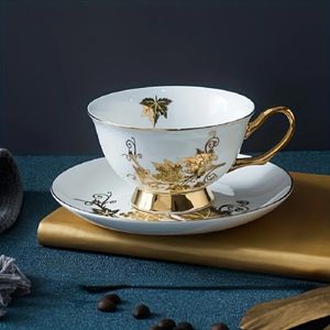 1 ensemble tasse de café en céramique et soucoupe avec poignée pour latte cappuccino thé coco-chocolat 240508
