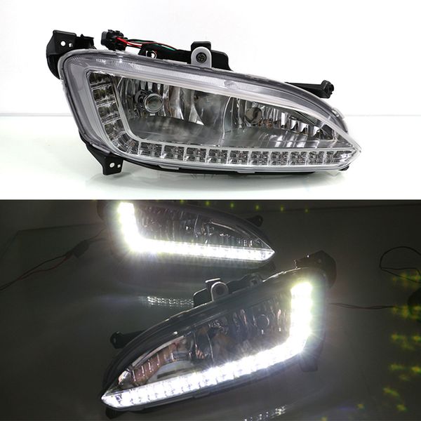 1 Ensemble de voyants LED Changez les accessoires de voiture lumineuse étanche 12V DRL Bouge de brouillard Décoration pour Hyundai Santa Fe IX45 2013 2014 2015